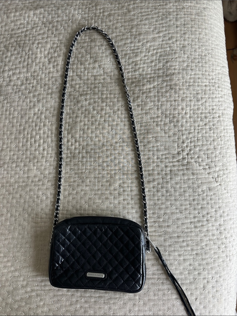 Rebecca Minkoff Quilted Black Crossbody Shoulder Bag with Chain Strap